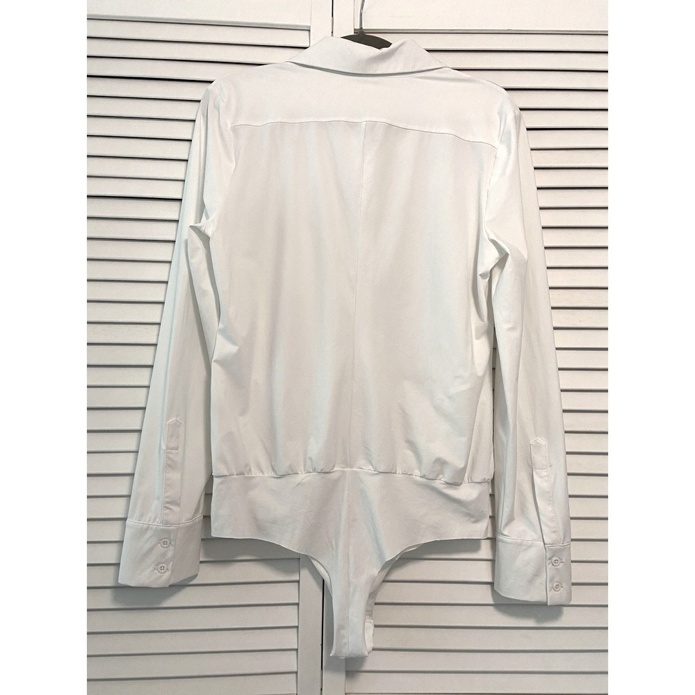 Commando Bodysuit L White Long Sleeve Button Down Luxury Microfiber Officecore - Picture 3 of 9